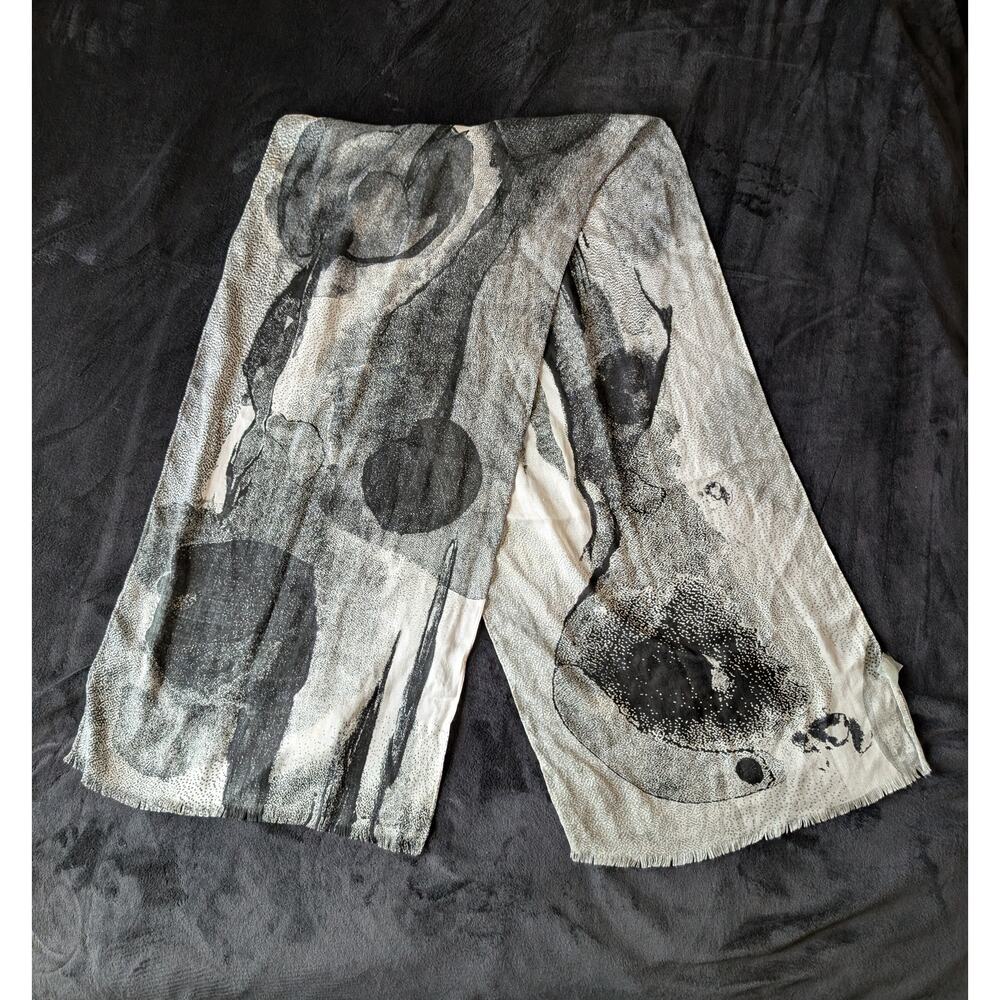 Eileen Fisher Unique Abstract Design Tencel Scarf 72 x 17"